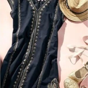 Calypso St. Barth Dark Grey Embroidered Mini Dress